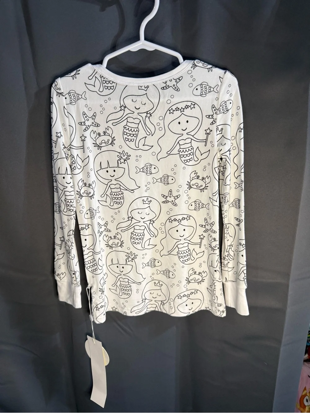 Caden Lane White Long-Sleeve Mermaid Print Tee